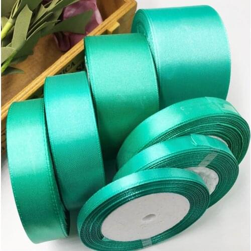 25 Yards Green Silk Satin Ribbon Wedding Party Decoration Gift Wrapping Christmas New Year Apparel Sewing Fabric Ribbon 54