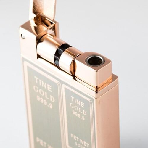 Gold Bar Red Flame Creative Forward Rolling Ignition Windproof Electronic Induction Inflatable Windproof Lighter Gadgets for Men