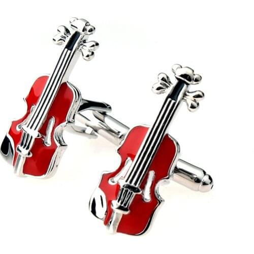 1 Pair Vintage Violin Cufflinks for Men Cuff Links for Groomsman Tuxedo Wedding Jewelry