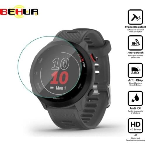 BEHUA Smartwatch Tempered Glass Protective Film Guard For Garmin Forerunner 158/55 Sport Watch Full Screen Protector Cover Films