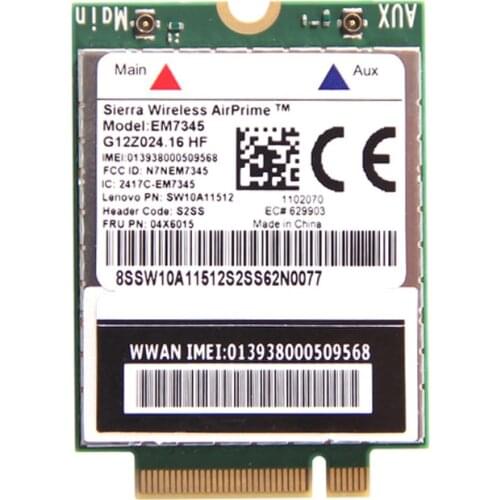 Sierra Wireless EM7345 GOBI5000 4G LTE HSPA+ GPRS WWAN NGFF Card FRU:04X6015 for Lenovo Thinkpad T440 W540 T440P X240 L540 X250