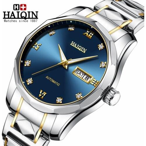 HAIQIN Mens Watches Brand Luxury Stainless Steel Mechanical Automatic Men Wristwatch Sport Watches For Men Business Reloj Hombre