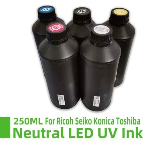 NEW 250ML Neutral UV Ink LED UV Ink Curing ink For Ricoh G5 G6 Seiko Konica Toshiba UltraStar nozzle roll uv printer ink