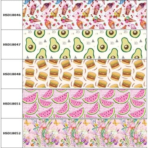 HSDCraft 25mm 38mm 75 mm Flower Food Avocado Ice Cream Watermelon Ribbon Party Decoration 10 Yard DIY Bow Bag Material Handmade