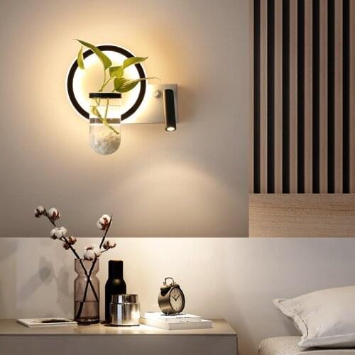 And contracted sitting room the bedroom the head of a bed the Nordic corridor plant reading background LED wall lamp