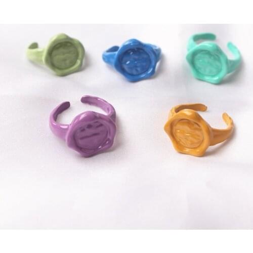 Candy Color Irregular Bumpy Open Adjustable Finger Ring Lover Tail Ring Wedding Jewelry Women Party Geometric Anel Holiday Gift