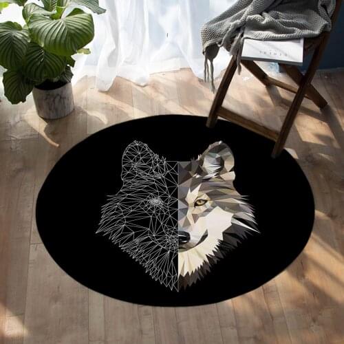 Wolf Pattern Bedroom Rug, Round Floor Mat, Living Room Rug 60cm 80cm 100cm 120cm 150cm
