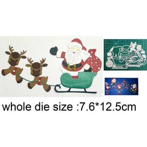 Santa Pulling Sleigh Deer New 2021 Metal Cutting Dies For Scrapbooking And Card Making Decorative Embossing Die Cut Craft Dies