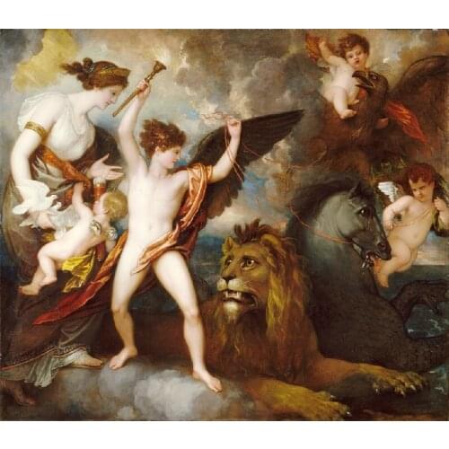 Hot sale Reproduction artwork classic palace Decorative painting Flying angels printed on canvas for home decor free shipping