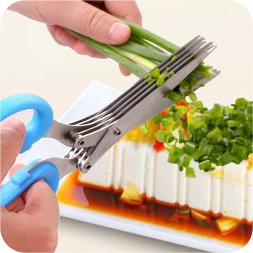 Multifunctional stainless steel 5 layers shredded scissors chopped seaweed seaweed broken scissors for kitchen cutter tesoura