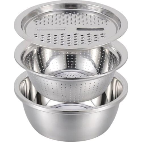 3PCS/set Multifunctional Kitchen Graters Tools With Stainless Steel Drain Basin For Vegetables Fruits