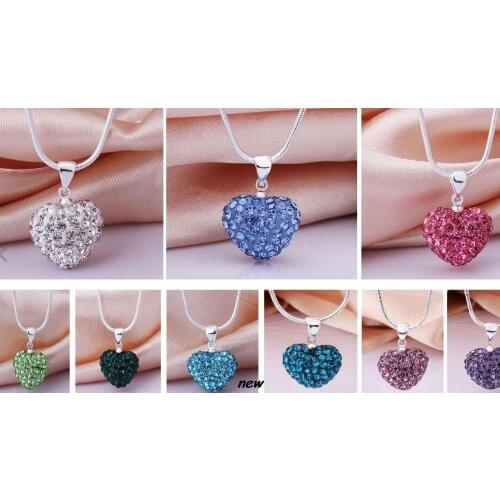 Gfr534g 16 inch white black mix Fashion Silver Plated Heart Necklace Pendant crystal crystal