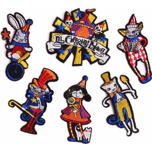 Cartoon Circus troupe Clown Acrobatics patches Embroidery Circus troupe Badge Children Clothing Accessories Decoration Patches