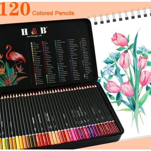 72 120 Colored Pencil Set Soft Wax Core for Blending Shading - Complete Kit for Professional Beginner Artists