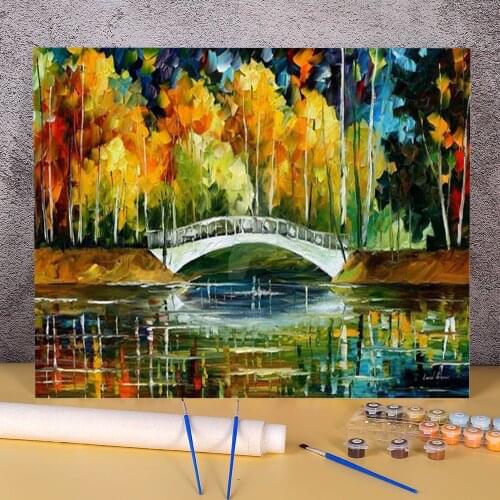 White Bridge DIY Paint By Numbers Complete Kit Acrylic Paints 40*50 Paiting By Numbers Home Decoration For Children Wholesale