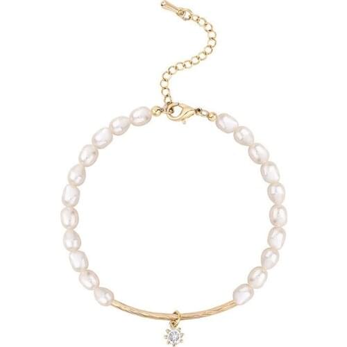 2021 New Freshwater Pearl Splicing Bracelet Creative Design Womens Fashion Simple Temperament Bracelet