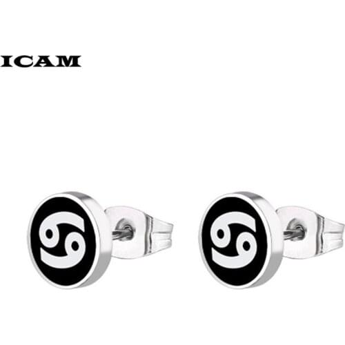 ICAM New Arrival Enamel Black Stud Earrings For Women And Men Girls Titanium Steel Earrings Wholesale Piercing Jewelry
