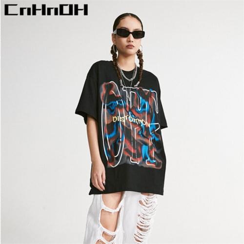 CnHnOH spring and summer new arrivals trend color contrast letters cool casual short-sleeved t-shirt 11009