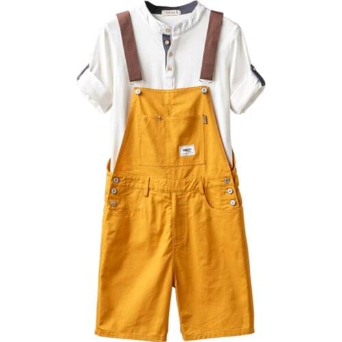New canvas suspender shorts mens loose large size overalls overalls overalls trendy mens five-point pants
