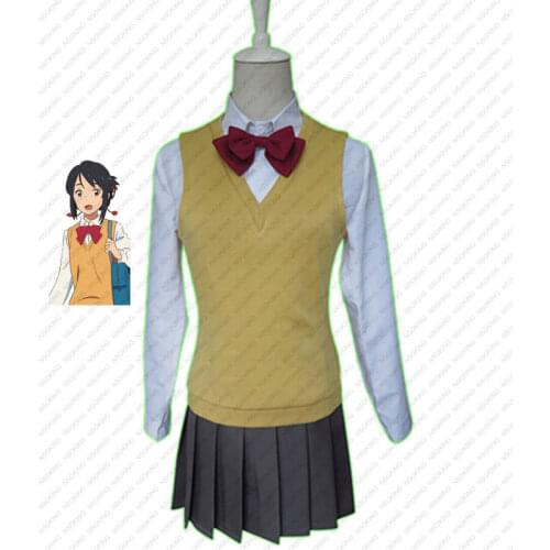 New Flim Kimi no Na wa Your Name Miyamizu Mitsuha Cosplay Costumes