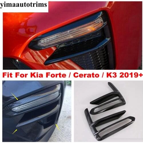 Front Fog Lights Foglight Lamps Cover Trim Fit For Kia Forte / Cerato / K3 2019 2020 2021 Accessories / Carbon Fiber Look ABS