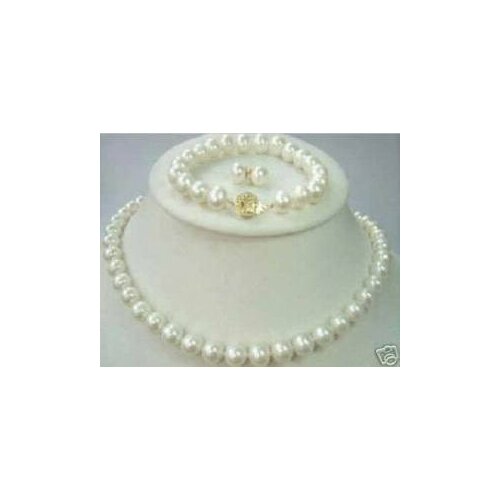 Genuine 7-8MM White Pearl Necklace Bracelet Earring Set Fashion AKOYA Free shipping