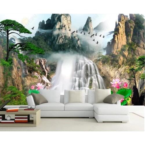 Custom photo wallpaper for walls 3 d Pastoral forest mountain waterfall landscape decorative painting TV sofa background wall