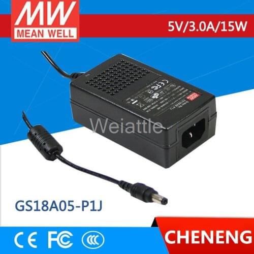 MEAN WELL original GS18A05-P1J 5V 3A meanwell GS18A 5V 15W AC-DC Industrial Adaptor