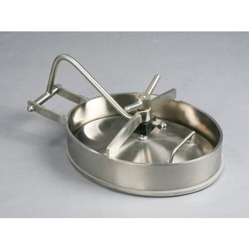 Sanitary 17 in. x 13 in. Elliptical Tank Inward Manway Cover Stainless Steel EPDM/ Silicone