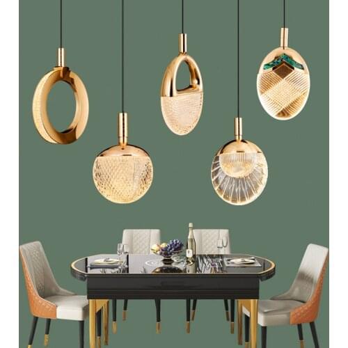 Nordic Restaurant Lamp Single Head Round Ring Bedroom Bedside Lamp Creative Bar Island Chandelier Led Modern Luxury Luminaire