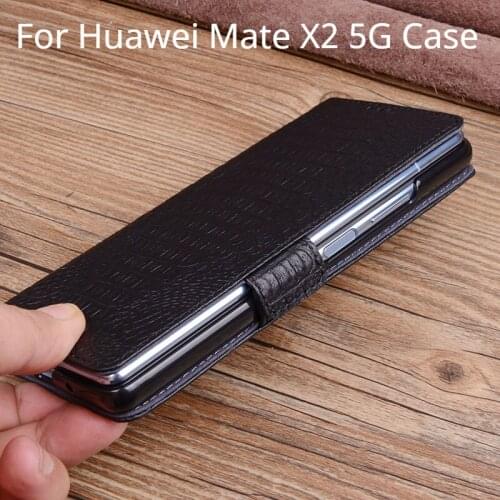 Crocodile Leather Genuine Leather Flip Folding Case For Huawei Mate X2 5G Case For Huawei MateX2 Phone Case