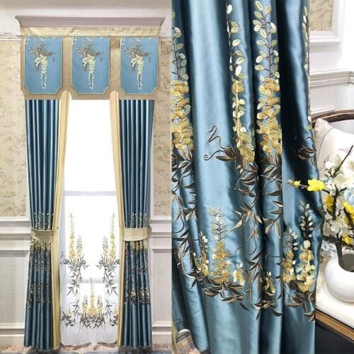 2020 new Chinese style classical atmosphere imitation silk satin high precision embroidered curtain fabric yarn curtains