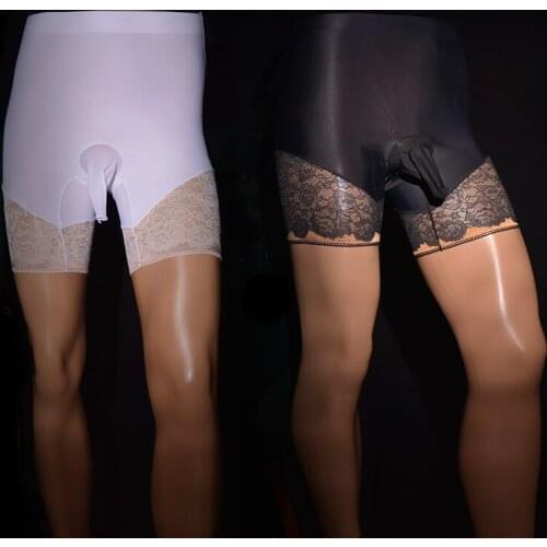 Sexy Men Sissy Fetish Lingerie Ice silk High waist Boxers Man Penile Sheath Cock Pouch Panties Briefs Tights Gay Wear