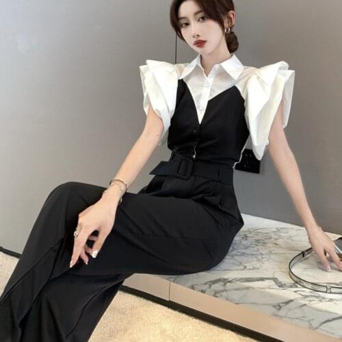 2021 Summer Fashion Casual Print Holiday Rompers Playsuits Streetwear Loose Jumpsuit Wide Leg Women Overalls Combinaison Femme