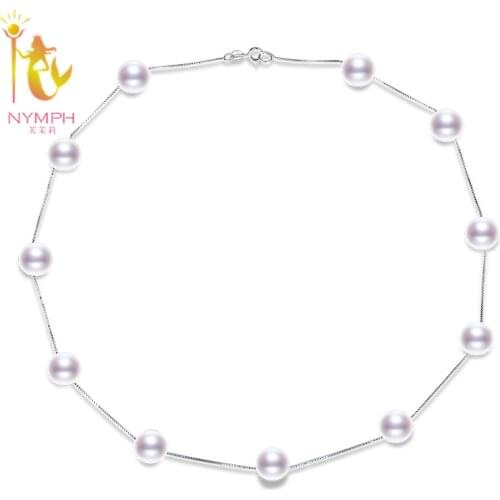 [NYMPH]Sterling-Silver-Jewelry pearl jewelry baroque pearl necklace hollow bead pendant real freshwater wedding band women[X202]