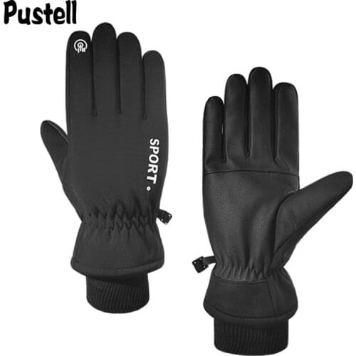 Winter Men Gloves Windproof Waterproof Non-Slip Plus Velvet Warm Snowboarding Ski Gloves Snowmobile Motorcycle Riding Mittens