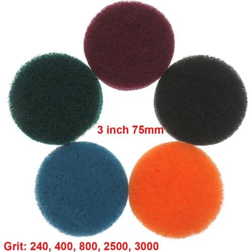 10Pcs 3 inch 75mm Flocking Scouring Pad Round Nylon Fiber Abrasive Sanding Discs for Rust Removal Dusting Polishing Grinding