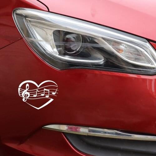 13.2CM*9.6CM Lovely Music Notes Heart Love Melody Vinly Black/Silver Car Sticker C22-0602
