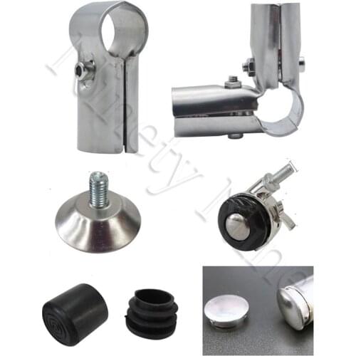 4Pcs Stainless Steel 1" 25mm Round Pipe Fittings Heavy Tube Clamp Holder Joint Connector elbow Tee Clothes Shelf Joint