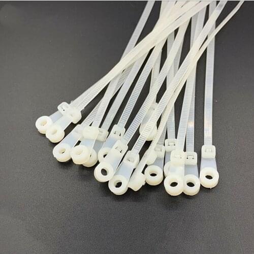 3*100mm 4*150MM 4*200mm White self-locking Nylon Cable Ties with round hole Fixed