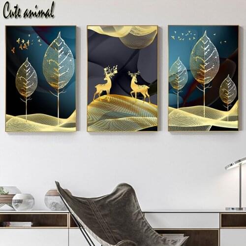 Abstract Golden Tree Leaves Landscape DIY Diamond Painting Full Square Round Drill Embroidery Cross Stitch Needlework 3 pcs set