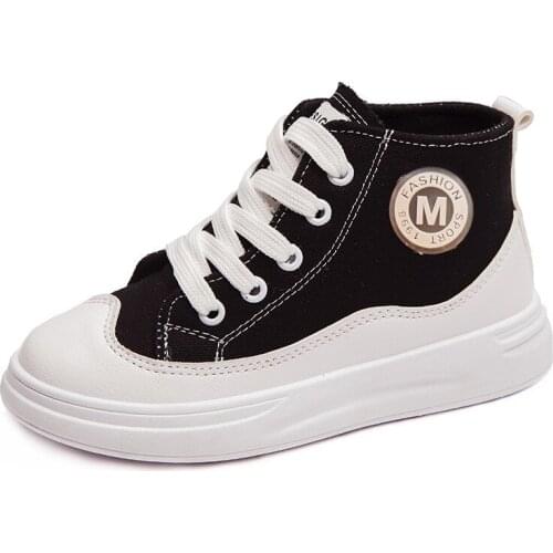 Childrens Canvas Shoes High-top Fashion Kids Sneakers Girls Casual Shoes For Baby Summer Lace Up Ladies Basket Girl Trainer