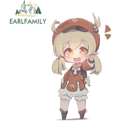 EARLFAMILY 13cm x 7.4cm For Genshin Impact Chibi Car Stickers Waterproof Creative Decal Car Styling Decals Occlusion Scratch