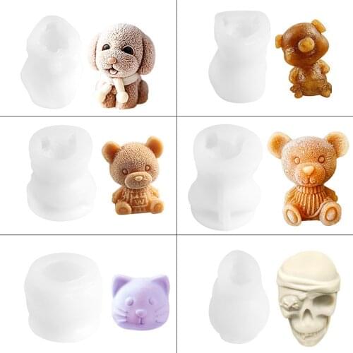 Ice Cube Mold Silicone Cute Animal Ice Cube Mold, Cat, Dog, Pig, Bear Mold Silicone Creative Coffee Milk Tea Ice Cube
