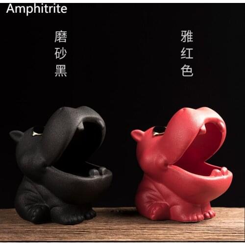 Beautiful Animal Ceramic Hippopotamus Creative Ashtray Beautiful Big Ashtray Big Gray Antifly Capacity Office Decoration At Home