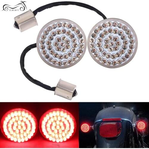 Red 2" Bullet 1156 LED Inserts Turn Signal Light Panel For Harley Sportster Softail Touring Dyna 2011 - 2017