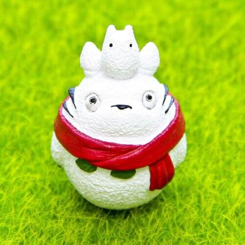 Red Scarf White Totoro Miniature Fairy Garden Home Houses Decoration Mini Craft Micro Landscaping Decor DIY Accessories