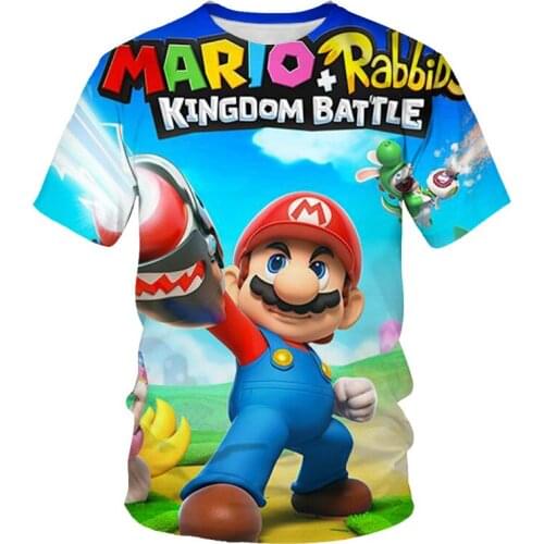 2021 Men Women Summer T Shirt Cartoon Mario Bros Kids Boys Girls Childres Short Sleeves Clothing Super Mario Game Print T-shirt
