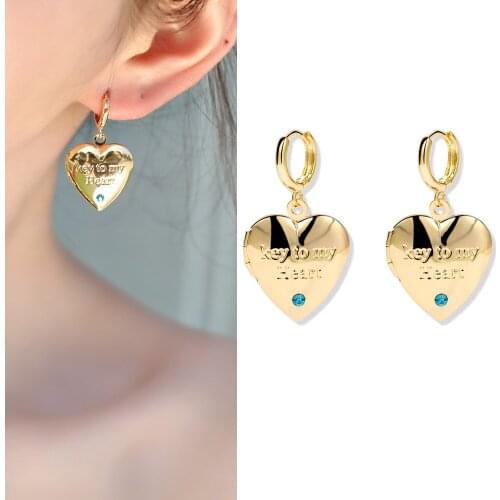 Magic Ikery Key To My Heart Drop Earrings For Women Charms Crystal Letter Photo Box Earrings Jewelry YT-A386