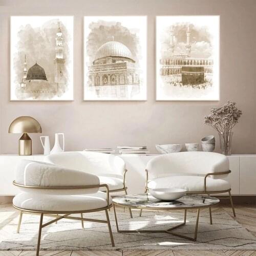 Muslim Islamic Home Decor Canvas Picture Posters and Prints Mosque Wall Art Painting Vintage for Living Room Design Art Painting